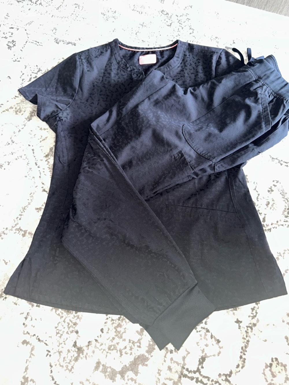 Women's Black Scrub Set - Short Sleeve Top & Drawstring Pants